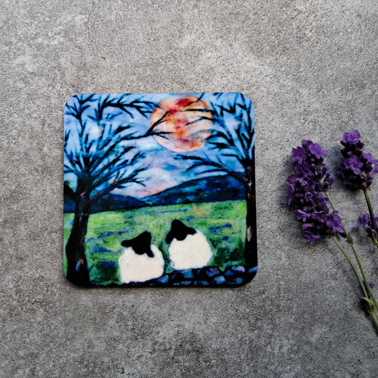 Moon Gazing Sheep Eco Coasters