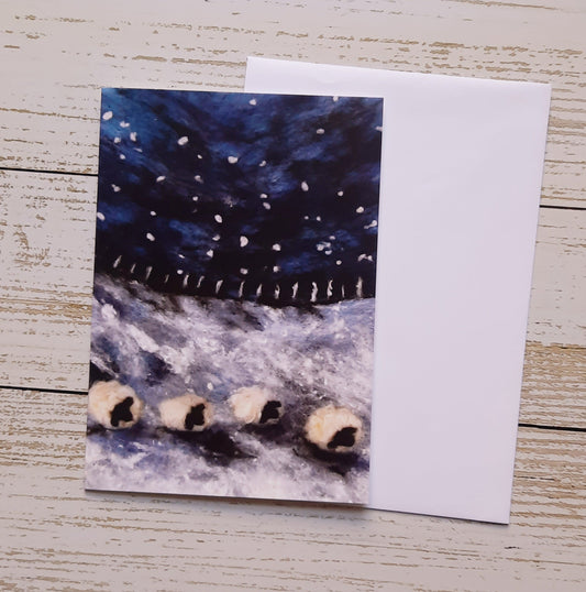 Family in Snow Creeting Card