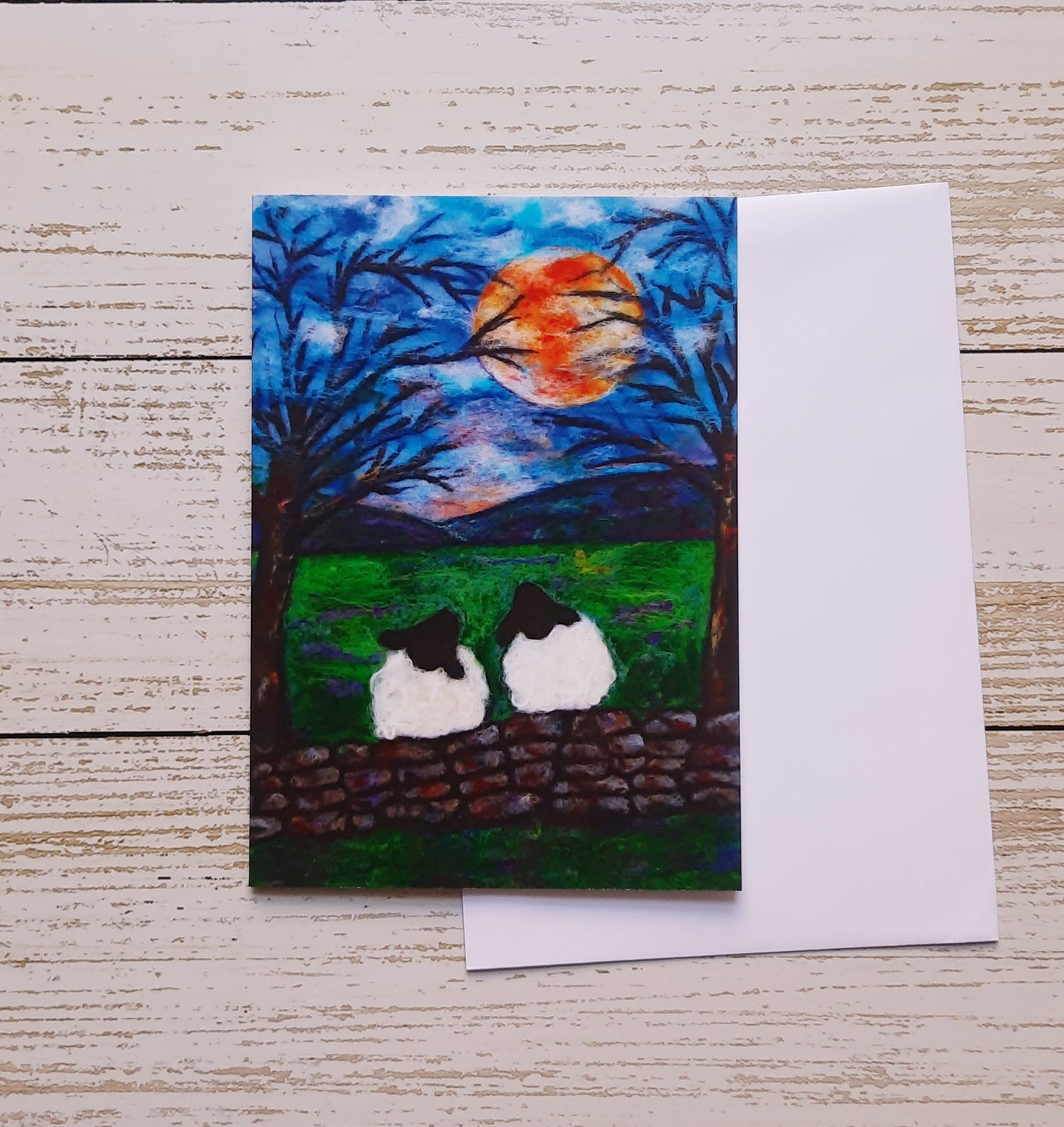 Moon Gazing Sheep Creeting Card