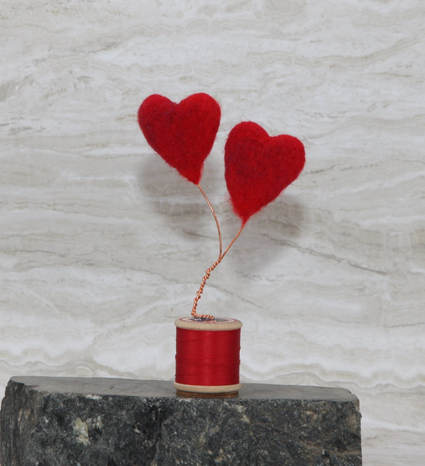 Felt hearts on bobbin