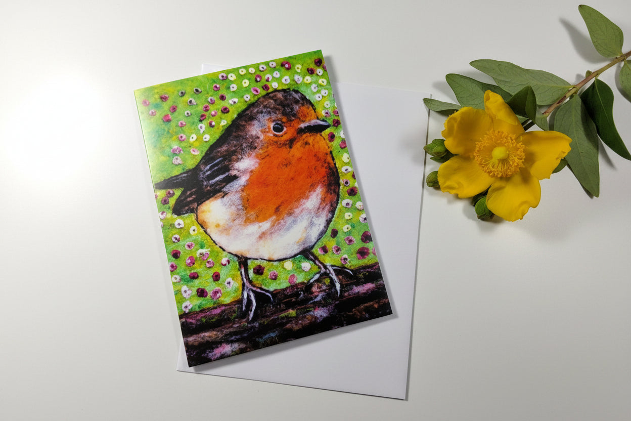 Card with a robin design 