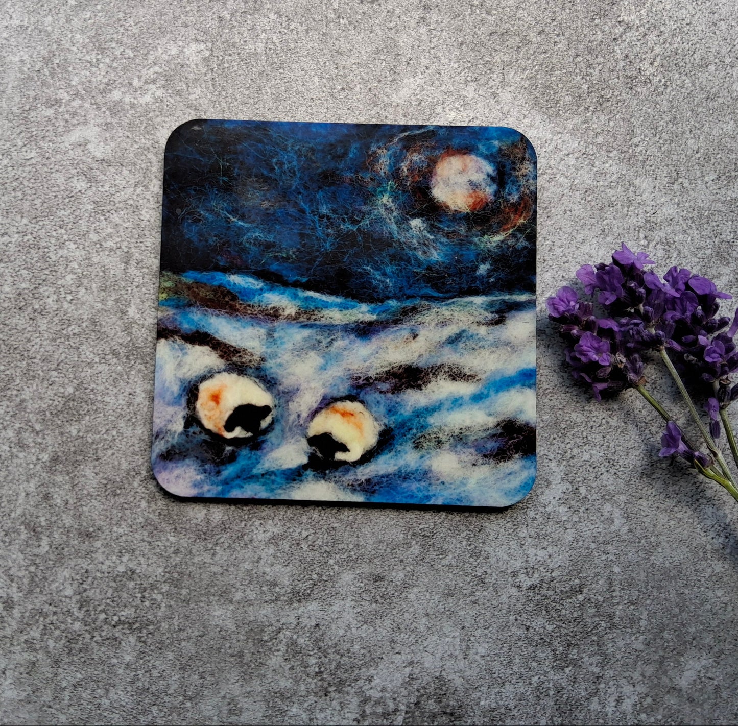 Ewes in Moonlight - Eco Coaster
